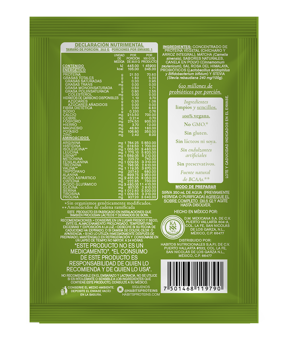16 Protein Sachets – Probiotic Matcha Vanilla